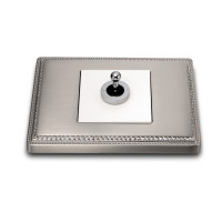 Fontini Выключатель 1-клавишный, цвет белый, рамка - никель, тумблер - хром,  Fontini, серия F37