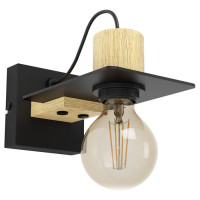 43753 Бра BRAMERTON, 1х40W, E27, L120, H110, A215, сталь, дерево, черный, коричневый