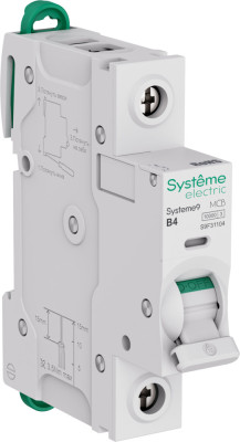 Systeme9 Автоматический выключатель (АВ) B 4A 1P 10kA 230В, Systeme Electric, S9F31104