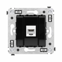 DKC Телефонная розетка RJ-12 без шторки в стену одинарная, "Avanti", "Черный квадрат"