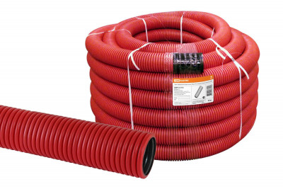 Труба гофрированная двустенная ПНД d 110 с зондом (50 м/уп.) красная TDM Electric, SQ0413-5110