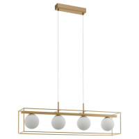 97793 Подвес VALLASPRA, 4х40W (E14), L910, B165, H1100, сталь, шампань / стекло опаловое матовое, бе