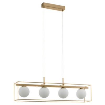 97793 Подвес VALLASPRA, 4х40W (E14), L910, B165, H1100, сталь, шампань / стекло опаловое матовое, бе