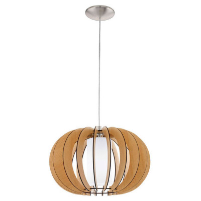 95598 Подвес STELLATO 1, 1х60W (E27), ?400, сталь, никель мат. /дерево, стекло, клен, белый