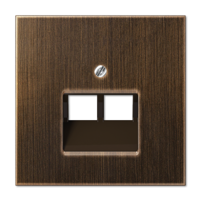 Крышка для двойных телефонных и компьютерных розеток (UAE), фиксация винтом; металл; латунь antik; Messing, ME2969-2UAAT