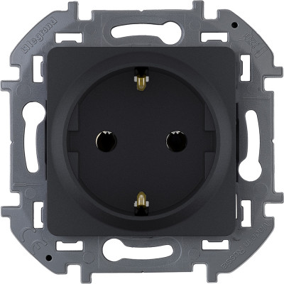 Legrand Розетка с заземлением - Legrand Inspiria - без шторок 16А 250В винтовые зажимы - антрацит, 673723