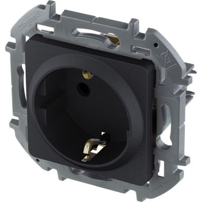 Legrand Розетка с заземлением - Legrand Inspiria - без шторок 16А 250В винтовые зажимы - антрацит, 673723