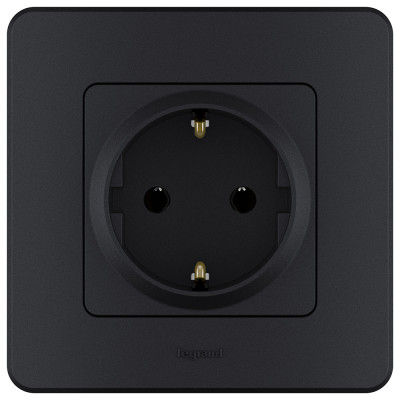 Legrand Розетка с заземлением - Legrand Inspiria - без шторок 16А 250В винтовые зажимы - антрацит, 673723