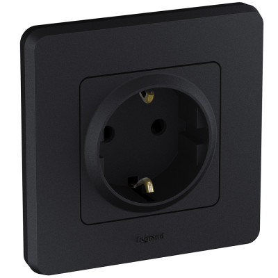Legrand Розетка с заземлением - Legrand Inspiria - без шторок 16А 250В винтовые зажимы - антрацит, 673723