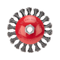 Щетка коническая для УШМ, крученая стальная проволока, 115мм, М14 KRANZ, KR-91-1202