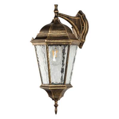 Arte Lamp GENOVA, Светильник уличный, цвет арматуры - ЧЕРНО-ЗОЛОТОЙ, цвет плафона/декора - ПРОЗРАЧНЫЙ, 1х75W E27, A1204AL-1BN