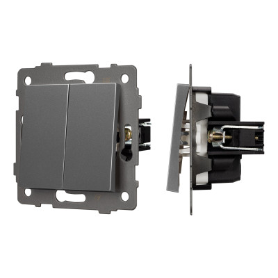 049889 - Механизм выключателя двухклавишный непроходной SWT-MK02-PL-GR-V (250V, 10A) (Arlight, -)
