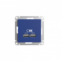 ATN001133 - ATLASDESIGN USB РОЗЕТКА A+A, 5В/2,1А, 2х5В/1,05А, механизм, АКВАМАРИН, Systeme Electric