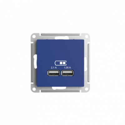 ATN001133 - ATLASDESIGN USB РОЗЕТКА A+A, 5В/2,1А, 2х5В/1,05А, механизм, АКВАМАРИН, Systeme Electric