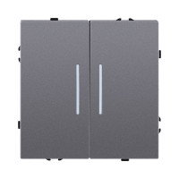 Выключатель 2-клавишный 10А/250В с LED подсветкой, серый Kollinger Eclipse EC-010GY Выключатель 2-клавишный 10А/250В с LED подсветкой, серый Kollinger Eclipse EC-010GY