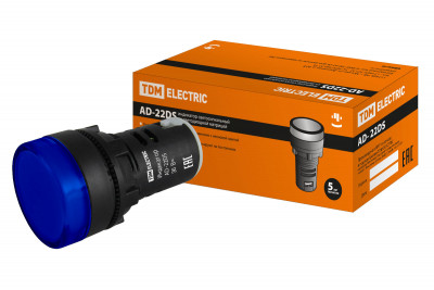 Лампа AD-22DS(LED)матрица d22мм синий 36В AC/DC TDM Electric, SQ0702-0027