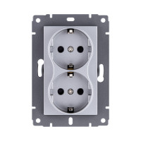 Розетка штепсельная SCHUKO двойная 16A/250 В, серый Kollinger REA-032GY для Aspekt, Eleganz, Reflex Розетка штепсельная SCHUKO двойная 16A/250 В, серый Kollinger REA-032GY для Aspekt, Eleganz, Reflex