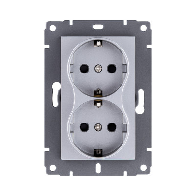 Розетка штепсельная SCHUKO двойная 16A/250 В, серый Kollinger REA-032GY для Aspekt, Eleganz, Reflex