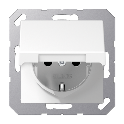 Штепсельная розетка SCHUKO 16A 250V~ с защитой от детей; с крышкой; термопласт; белая, A1520BFKIKLWW