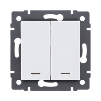 Выключатель 2-клавишный проходной 10А/250В с LED подсветкой, белый Kollinger REA-S-010WH для Aspekt, Eleganz, Reflex Выключатель 2-клавишный проходной 10А/250В с LED подсветкой, белый Kollinger REA-S-010WH для Aspekt, Eleganz, Reflex