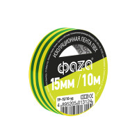 Изолента ПВХ ФАZА 15мм * 10м желто-зеленая, 5013124 Изолента ПВХ ФАZА 15мм * 10м желто-зеленая, 5013124