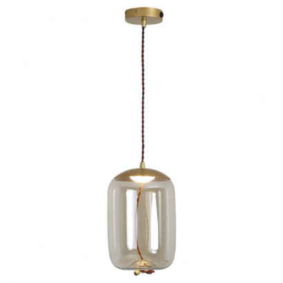 LUSSOLE Acquario Подвесной светильник, цвет основания - матовое золото, плафон - стекло (цвет - янтарный), 1x5W led, LSP-8355