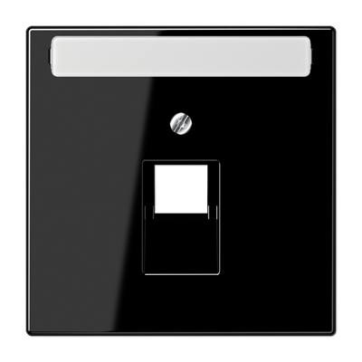 Крышка для одинарной телефонной и компьютерной розетки UAE с полем для надписи; чёрная, LS969-1NAUASW