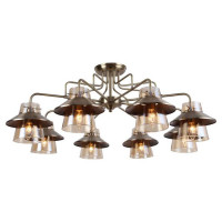 LUSSOLE COCHISE Люстра потолочная, цвет основания - бронзовый, плафон - стекло (цвет - янтарный), 8x40W E14, LSP-8079
