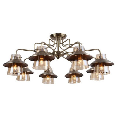 LUSSOLE COCHISE Люстра потолочная, цвет основания - бронзовый, плафон - стекло (цвет - янтарный), 8x40W E14, LSP-8079