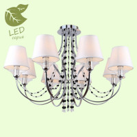 LUSSOLE GREENLEE Люстра потолочная, цвет основания - хром, плафон - ткань/стекло (цвет - белый), 8x6W E14, GRLSP-8081