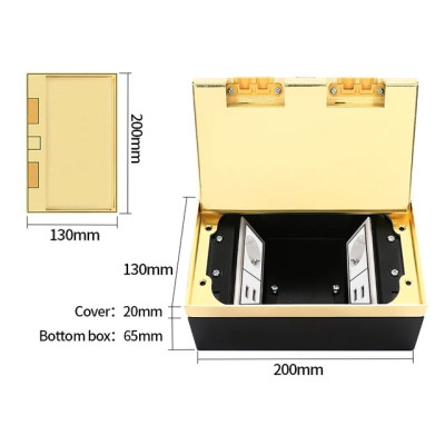 Люк напольный на 4 модуля, металлический, h=85мм, крышка с углублением 17 мм, TIMIUX, золото, EU4H85U GD