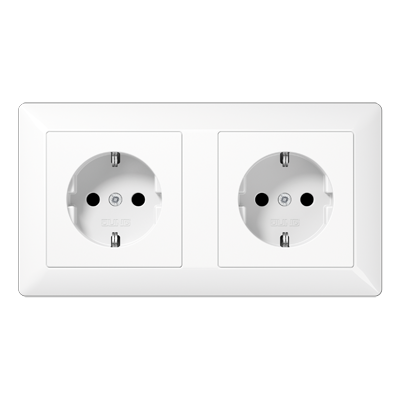 Механизм двух SCHUKO-розеток для кабель-каналов, монолит с рамкой, AS1522BFWW