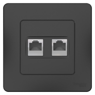 BLANCA С/У РОЗЕТКА двойная: комп.RJ45, кат.5E + телефон. RJ11, АНТРАЦИТ