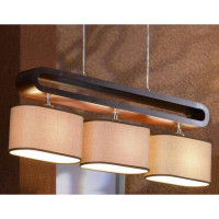 LUSSOLE Nulvi Линейно-Подвесной светильник, цвет основания - хром, плафон - ткань (цвет - бежевый), 3x60W E27, LSF-2103-03