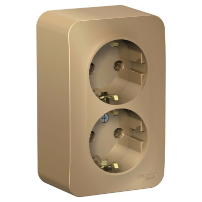 BLANCA О/У РОЗЕТКА двойная с заземлением без шторок, 16А, 250В, ТИТАН