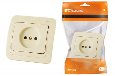 Розетка 2П 10А сл. кость "Валдай" TDM Electric, SQ1804-0107