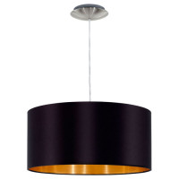 31599 Подвес MASERLO, 1х60W (E27), ?380, никель мат./текстиль, черный, золотой