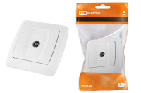 Розетка телевизионная простая (0-2400МГц, "мама") белая "Онега" TDM Electric, SQ1805-0023