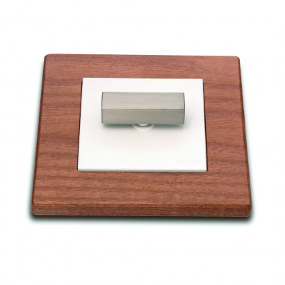 Fontini Выключатель 1-клавишный, цвет белый, тумблер - сталь, рамка - вишня,  Fontini, серия F37
