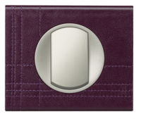 Legrand Выключатель 1-клавишный, вставка - титан,  материалы - Кожа Пурпур, серия Celiane