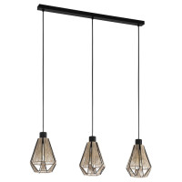 43777 Потолочный светильник ADWICKLE, 3Х40W, E27, L870, B145, H1100, сталь, черный/текстиль, натурал