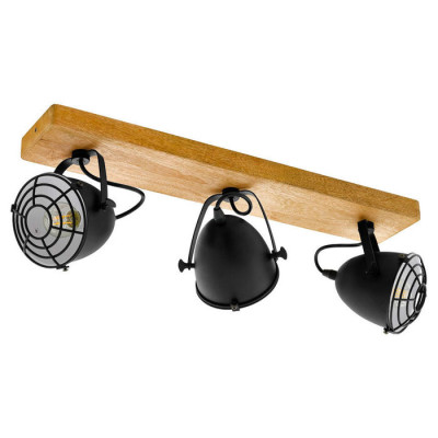 49078 Спот GATEBECK, 3х40W (E14), L590, B110, H205, дерево, натуральный/сталь, черный