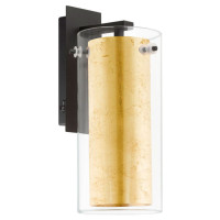 97839 Бра PINTO GOLD, 1х60W (E27), L110, A140, H230, сталь, черный / стекло, прозрачный, золотой