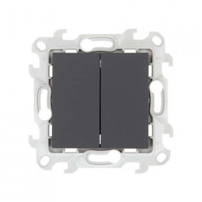 Simon Двухклавишный выключатель, графит, 2450398-038