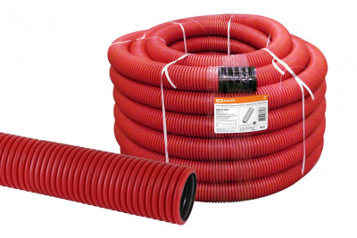 Труба гофрированная двустенная ПНД d 50 с зондом (50 м/уп.) красная TDM Electric, SQ0413-5050