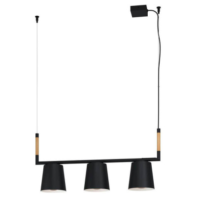 43612 Подвесной потолочный светильник (люстра) LACEY, 3Х40W, E27, L780, B160, H1110, сталь/дерево, ч