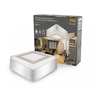 Gauss Светильник Backlight накладной BL222 Квадрат. Акрил, 6+3W, LED 3000K, 145*145,, BL222