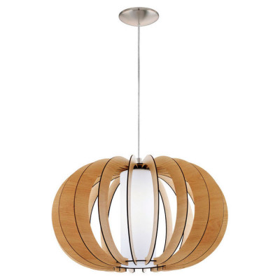 95599 Подвес STELLATO 1, 1х60W (E27), ?500, H1500, сталь никель мат.//дерево, стекло, клен, 95599