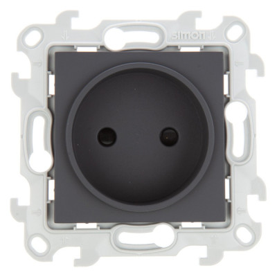 Simon Розетка 2К с защ штор, графит, 2450441-038