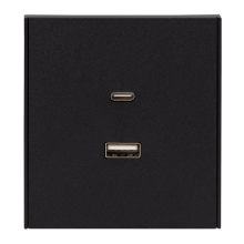 Розетка STRONG USB-A+Type-C 3А с функцией быстрой зарядки антрацит KRANZ, KR-78-0734-5 Розетка STRONG USB-A+Type-C 3А с функцией быстрой зарядки антрацит KRANZ, KR-78-0734-5